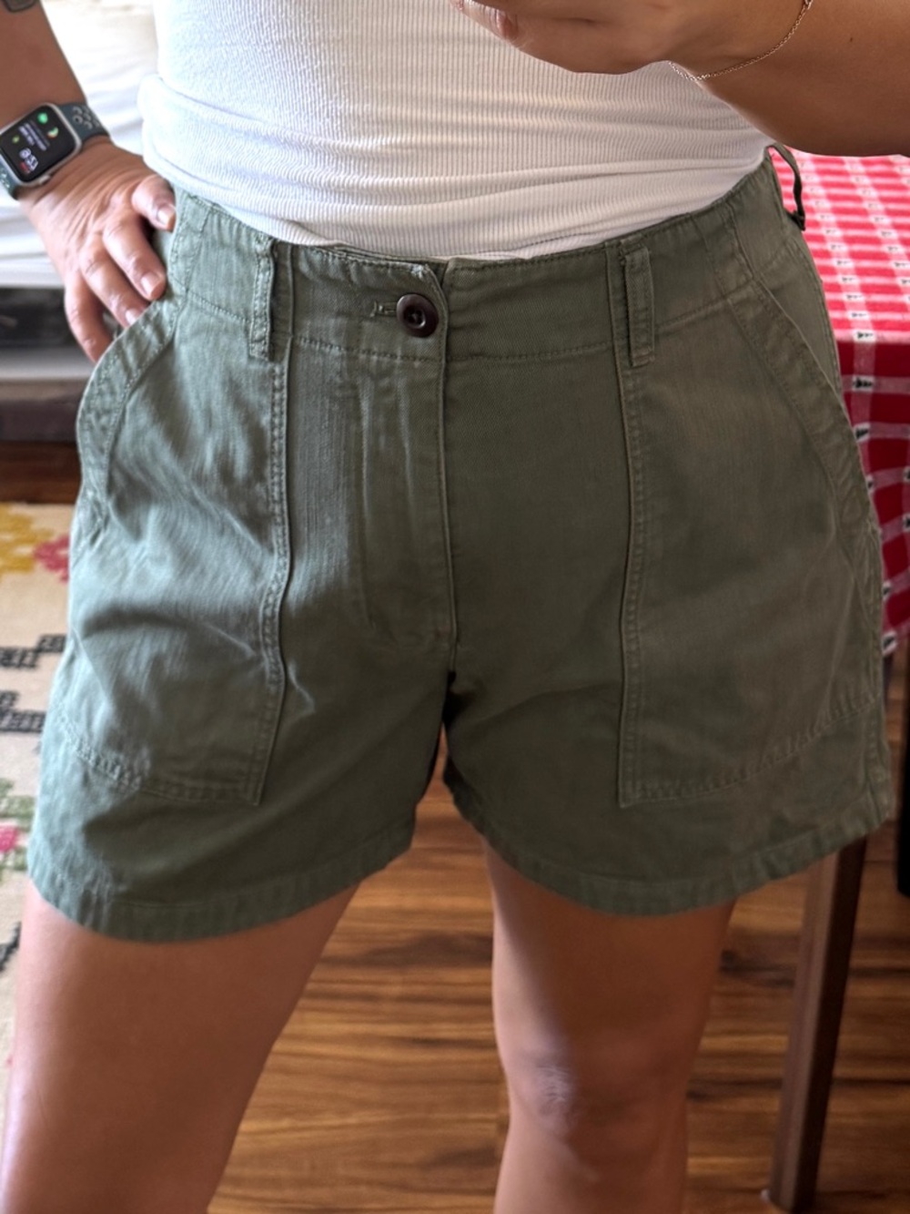 Madewell Women’s 100% Cotton Green Utility Shorts Size 30 Fatigues Camp Military